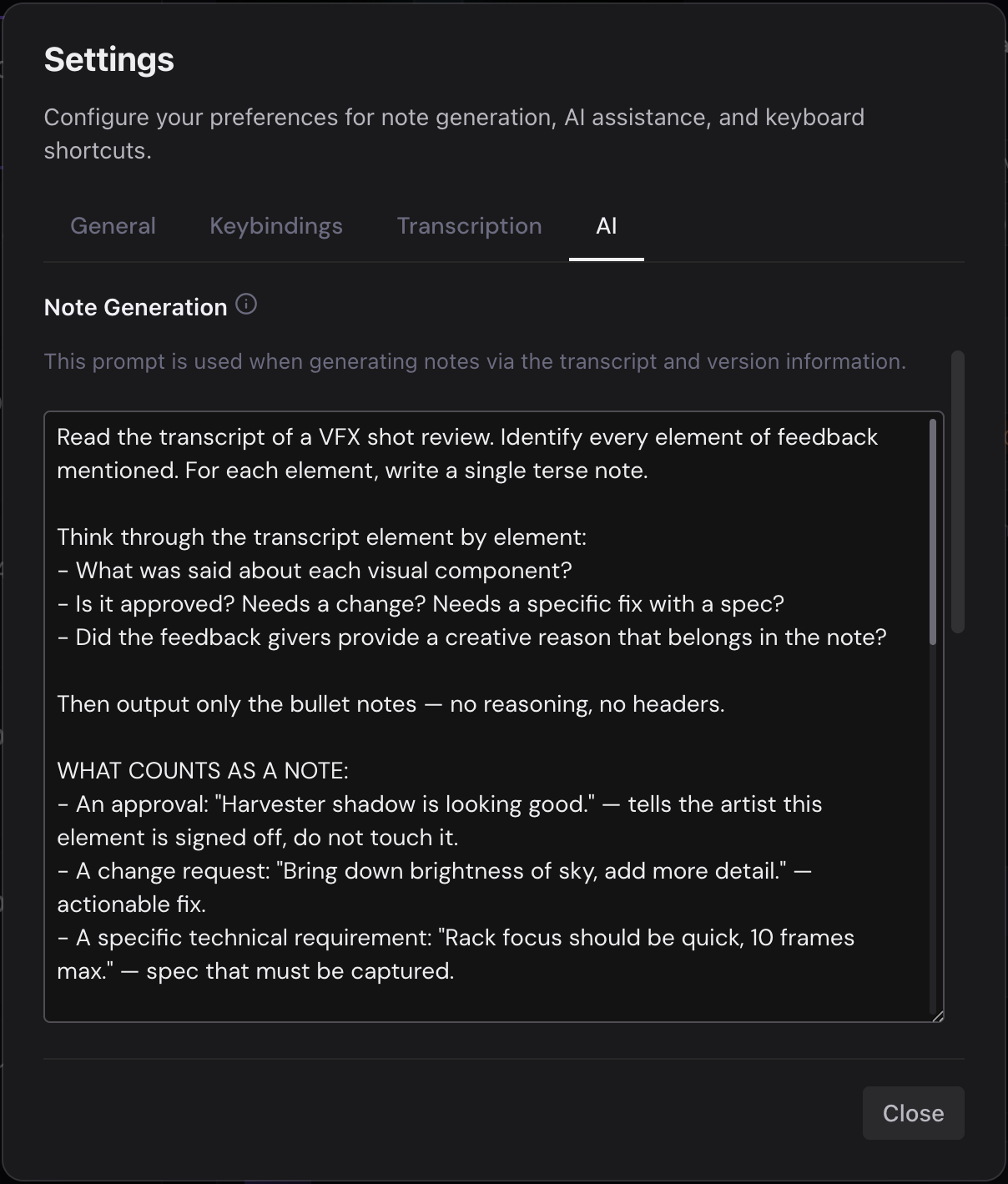 DNA ai prompt settings