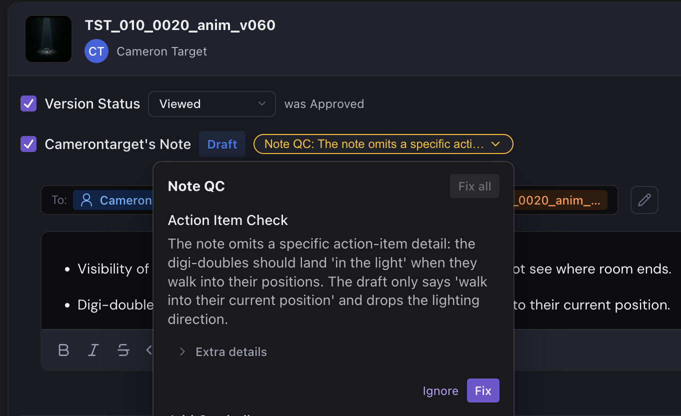 DNA note qc